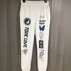 Adika White Graphic Joggers